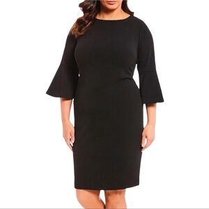 Calvin Klein Black Midi Dress Bell Sleeves